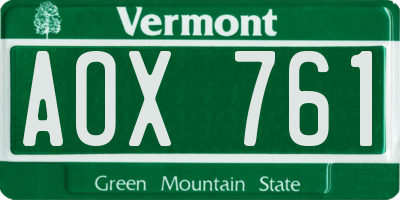 VT license plate AOX761