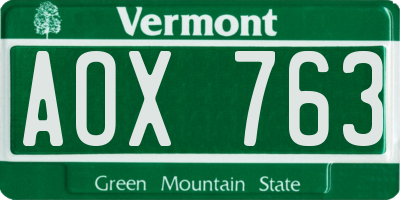 VT license plate AOX763