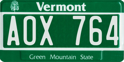 VT license plate AOX764