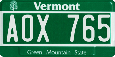 VT license plate AOX765