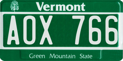VT license plate AOX766