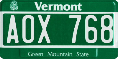 VT license plate AOX768