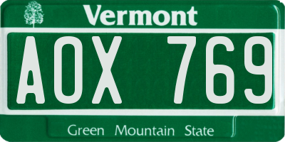 VT license plate AOX769
