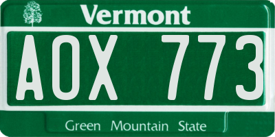 VT license plate AOX773