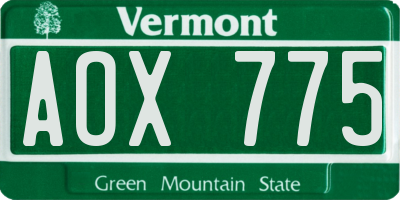 VT license plate AOX775