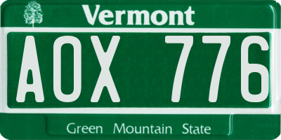 VT license plate AOX776