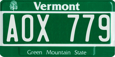 VT license plate AOX779