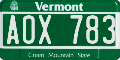 VT license plate AOX783