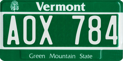 VT license plate AOX784