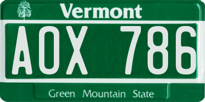VT license plate AOX786