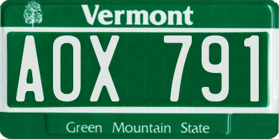 VT license plate AOX791