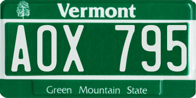 VT license plate AOX795