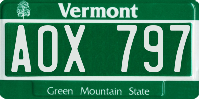 VT license plate AOX797