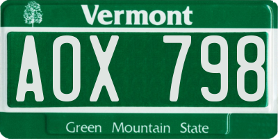 VT license plate AOX798