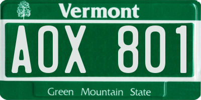 VT license plate AOX801