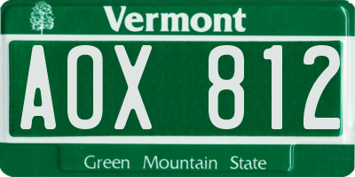 VT license plate AOX812