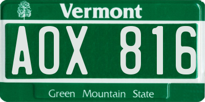 VT license plate AOX816