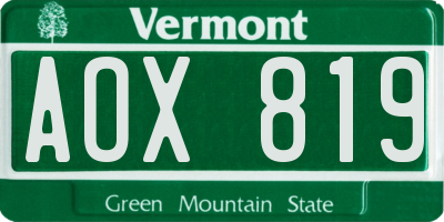 VT license plate AOX819