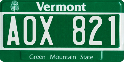VT license plate AOX821