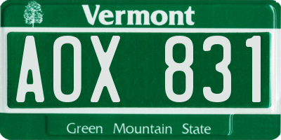 VT license plate AOX831