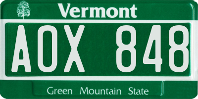 VT license plate AOX848