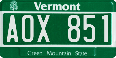 VT license plate AOX851
