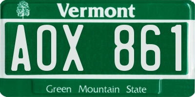 VT license plate AOX861
