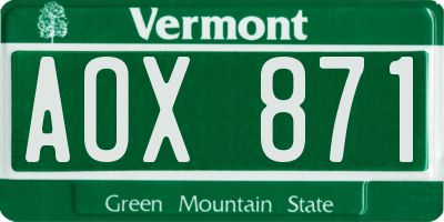 VT license plate AOX871