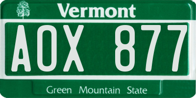 VT license plate AOX877
