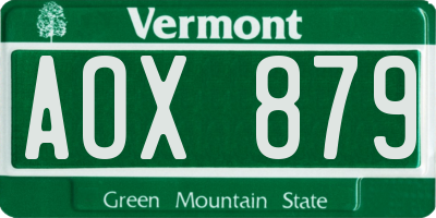 VT license plate AOX879