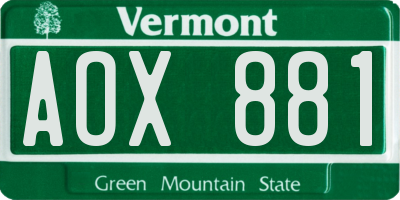 VT license plate AOX881