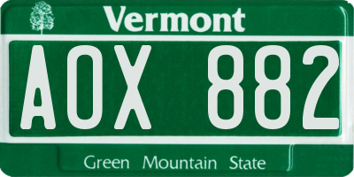 VT license plate AOX882