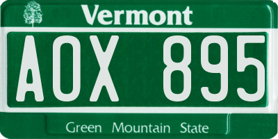 VT license plate AOX895