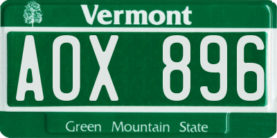VT license plate AOX896