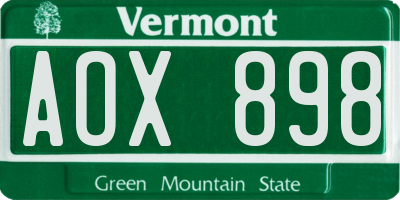 VT license plate AOX898