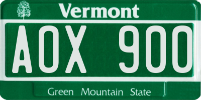 VT license plate AOX900