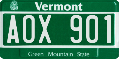 VT license plate AOX901