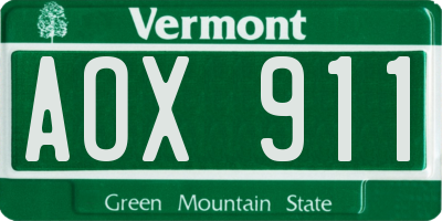VT license plate AOX911
