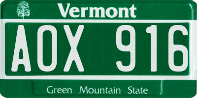 VT license plate AOX916