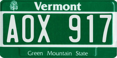 VT license plate AOX917