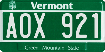VT license plate AOX921