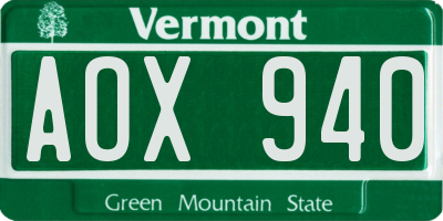 VT license plate AOX940