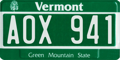 VT license plate AOX941