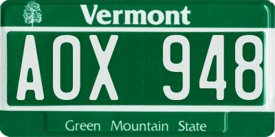 VT license plate AOX948