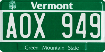 VT license plate AOX949