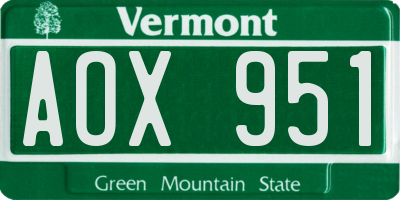 VT license plate AOX951