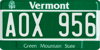 VT license plate AOX956