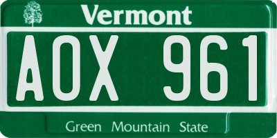 VT license plate AOX961