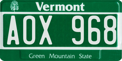 VT license plate AOX968