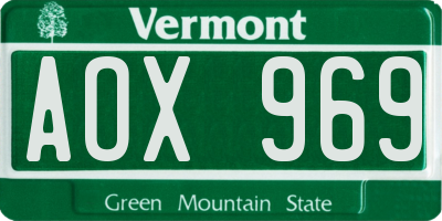 VT license plate AOX969